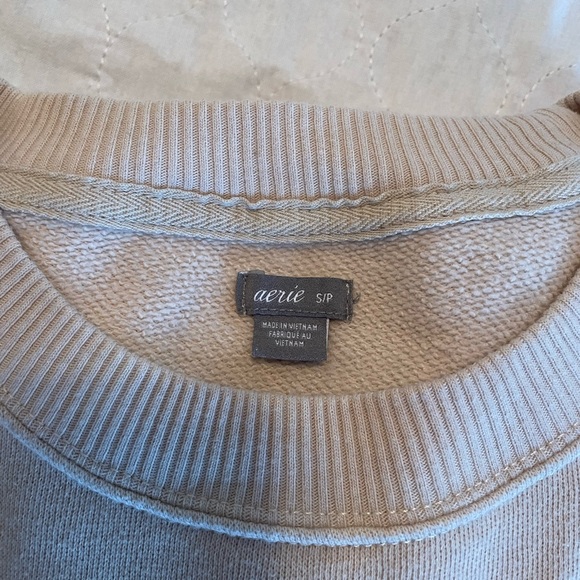 Aerie Tan and Pink “LOVE” Oversized Crewneck Sweatshirt - Picture 3 of 6